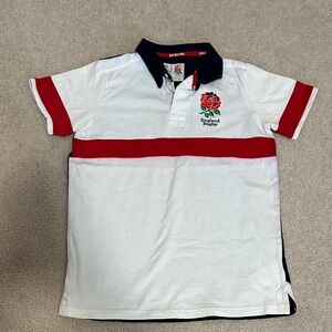 Kids England Rugby White and Red Polo Shirt